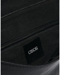 Pochette en cuir matelassée noire Asos