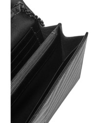 Pochette en cuir matelassée noire Saint Laurent