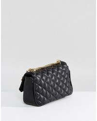 Pochette en cuir matelassée noire Marc B