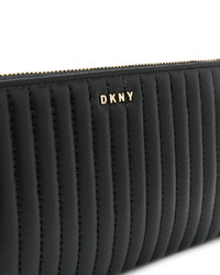 Pochette en cuir matelassée noire DKNY