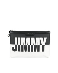 Pochette en cuir noire et blanche Jimmy Choo