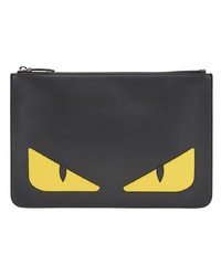 Pochette en cuir noire Fendi