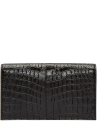 Pochette en cuir noire Saint Laurent