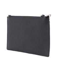 Pochette en cuir noire Prada