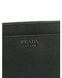 Pochette en cuir noire Prada