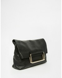 Pochette en cuir noire Asos