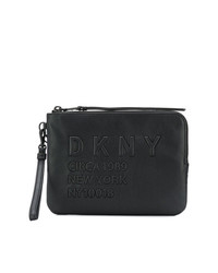 Pochette en cuir noire DKNY