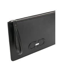 Pochette en cuir noire Salvatore Ferragamo