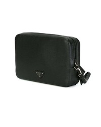 Pochette en cuir noire Prada