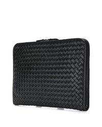 Pochette en cuir noire Bottega Veneta