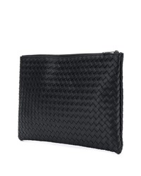 Pochette en cuir noire Bottega Veneta