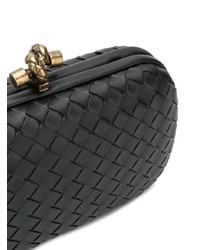 Pochette en cuir noire Bottega Veneta