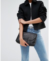 Pochette en cuir noire Asos