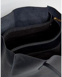 Pochette en cuir noire Asos