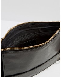 Pochette en cuir noire Oasis