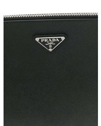 Pochette en cuir noire Prada