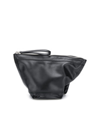 Pochette en cuir noire Paco Rabanne