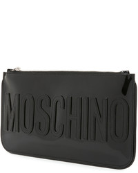 Pochette en cuir noire Moschino