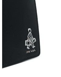 Pochette en cuir noire Prada