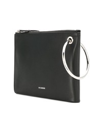 Pochette en cuir noire Jil Sander