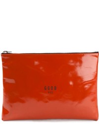 Pochette en cuir orange