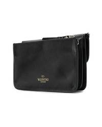 Pochette en cuir ornée noire Valentino