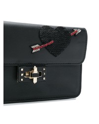 Pochette en cuir ornée noire Valentino