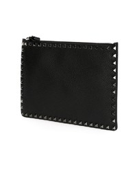 Pochette en cuir ornée noire Valentino