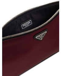 Pochette en cuir pourpre foncé Prada