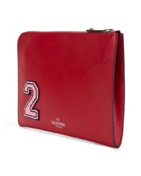 Pochette en cuir rouge Valentino