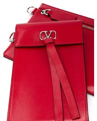 Pochette en cuir rouge Valentino