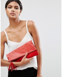 Pochette en cuir rouge Asos