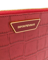 Pochette en cuir texturée rouge Emporio Armani