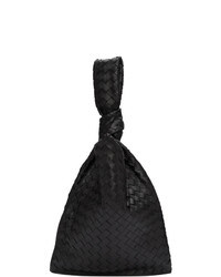 Pochette en cuir tressée noire Bottega Veneta