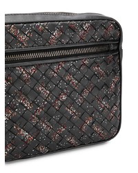 Pochette en cuir tressée noire Bottega Veneta