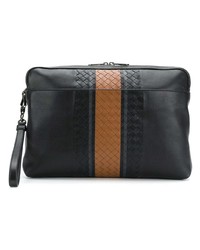 Pochette en cuir tressée noire Bottega Veneta