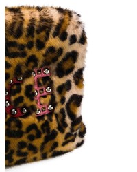 Pochette en fourrure imprimée léopard marron Dolce & Gabbana