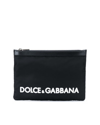 Pochette en toile imprimée noire Dolce & Gabbana