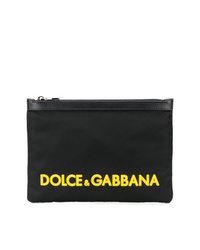 Pochette en toile imprimée noire Dolce & Gabbana