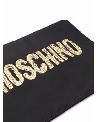 Pochette en toile imprimée noire Moschino