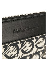 Pochette en toile imprimée noire Salvatore Ferragamo