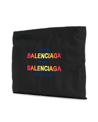 Pochette en toile imprimée noire Balenciaga