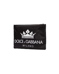 Pochette en toile imprimée noire Dolce & Gabbana