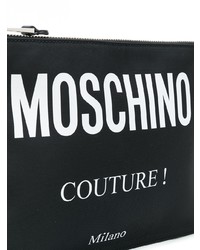 Pochette en toile noire et blanche Moschino