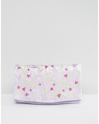 Pochette en velours brodée violet clair