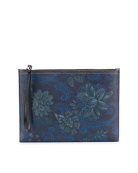 Pochette imprimée cachemire bleu marine