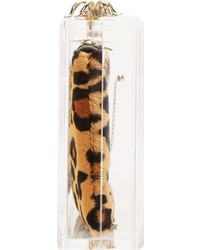 Pochette imprimée léopard marron clair Charlotte Olympia