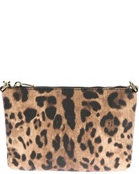 Pochette imprimée léopard marron clair Dolce & Gabbana