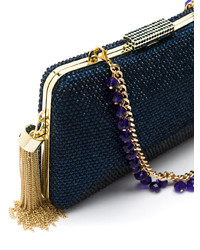 Pochette ornée bleu marine Serpui