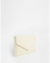 Pochette ornée de perles beige Dune